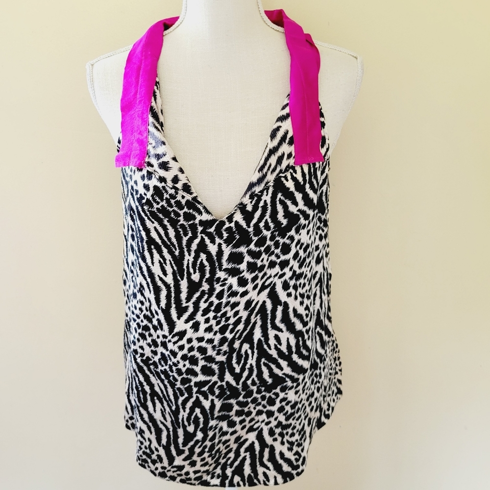 Alice & Trixie animal print silk blouse size xs